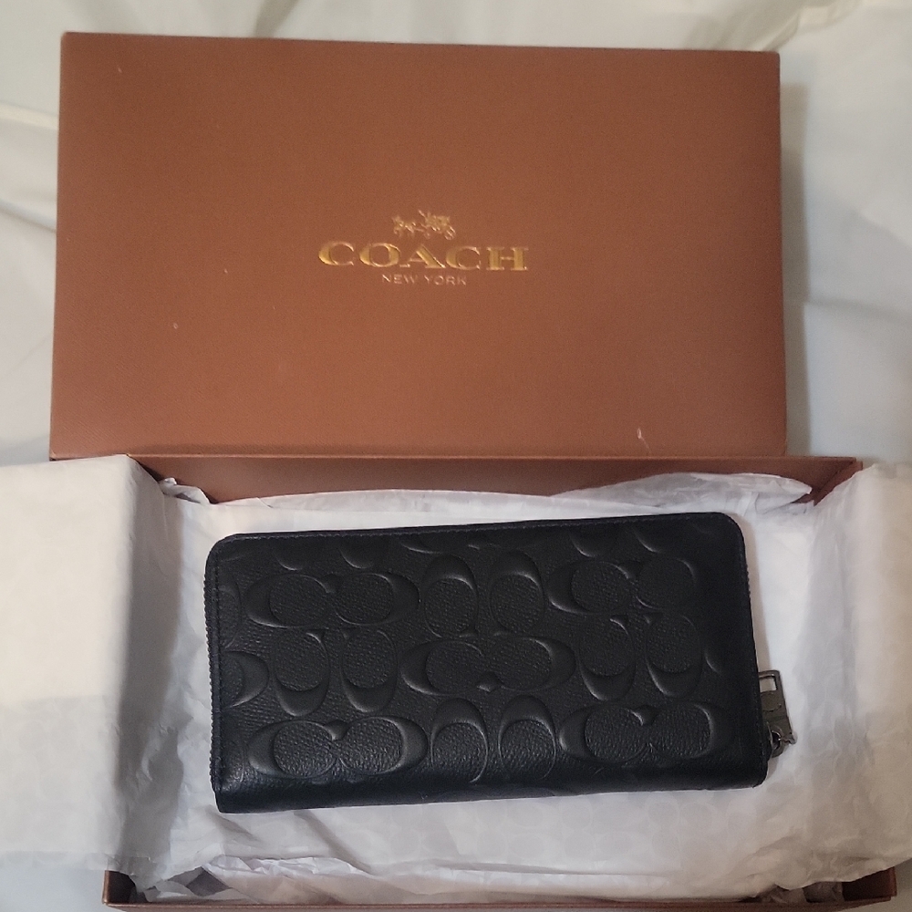 Coach Black Embossed Leather Wallet